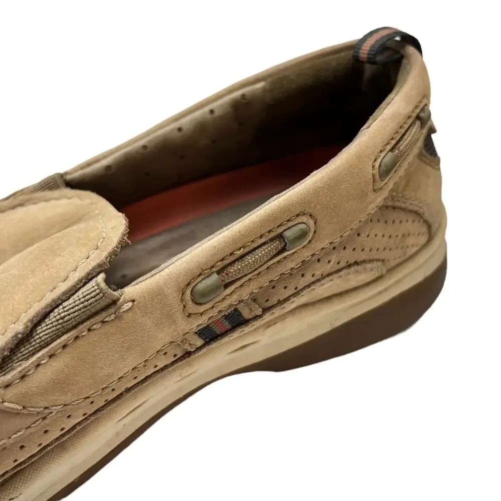 CLARKS UNSTRUCTURED Beige Tan Genuine Leather Loafers Boat Shoes Casual sz 8 M